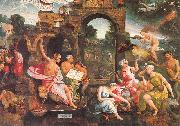 Oostsanen, Jacob Cornelisz van Saul and the Witch of Endor oil on canvas